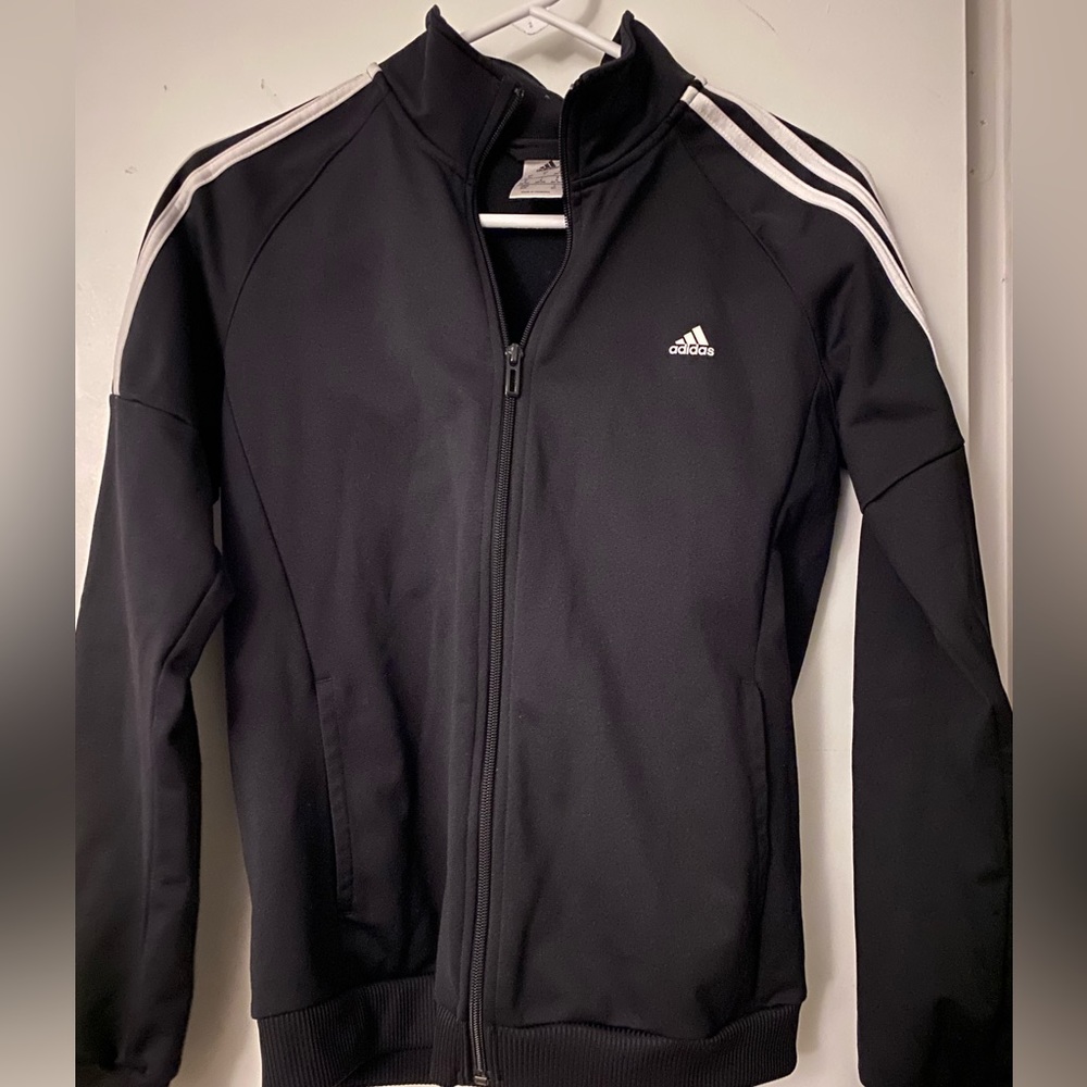 Adidas black striped athletic jacket